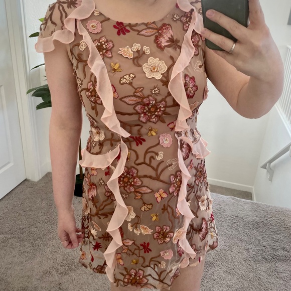 Botanic Butterflies Butterfly Bug Sequin Flutter Coquette Trendy Hip Mini Dress - Picture 4 of 13